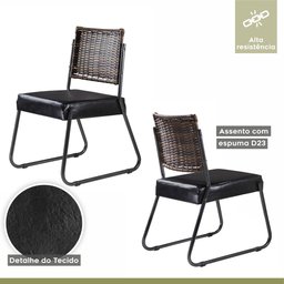 Conjunto Sala de Jantar Mesa Espanha 180cm com 6 Cadeiras em Aço e Junco Madri Mais Decor Courissimo - 7