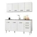 Ver imagem 1 de Armário Aéreo Panamá e Balcão Gabinete Pia Inox 160cm Áustria - Lumil Móveis - Branco