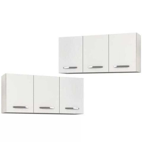Kit 2 Armários Aéreos Honduras 120cm 3 Portas - Lumil Móveis - Branco