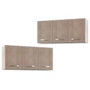 Ver imagem 1 de Kit 2 Armários Aéreos Honduras 120cm 3 Portas - Lumil Móveis - Branco/Castanho