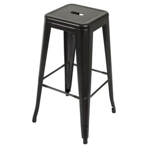 Banqueta Tolix Iron Design Industrial 76 cm Aço Cozinha Bar Bistrô Bancada - Preta