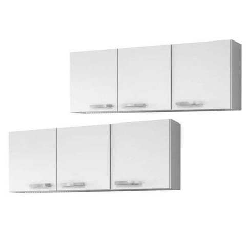 Kit 2 Armários Aéreos Parma 3 Portas 150cm - Lumil Móveis - Branco