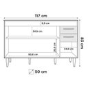 Ver imagem 7 de Balcão Gabinete Pia Inox 120cm Suécia 03 Portas - Lumil Móveis - Branco
