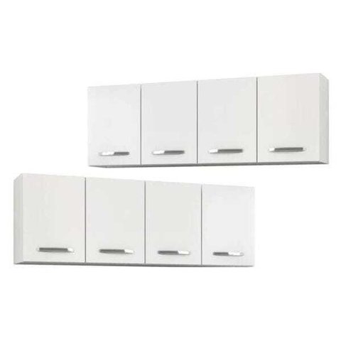 Kit 2 Armários Aéreos Panamá 160cm 4 Portas - Lumil Móveis - Branco