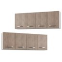 Ver imagem 1 de Kit 2 Armários Aéreos Panamá 160cm 4 Portas - Lumil Móveis - Branco/Castanho
