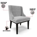Ver imagem 3 de Kit 8 Cadeiras Estofadas para Sala de Jantar Base Fixa de Madeira Preto Lia Suede Cinza - Ibiza