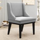 Ver imagem 2 de Kit 8 Cadeiras Estofadas para Sala de Jantar Base Fixa de Madeira Preto Lia Suede Cinza - Ibiza