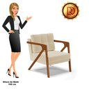 Ver imagem 6 de Kit 02 Poltronas Melissa Linho Areia A27 Base de Madeira Castanho - D’Rossi