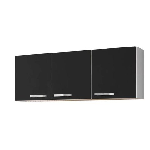 Armário Aéreo 3 Portas Parma 150cm - Lumil Móveis - Branco/Preto