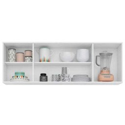 Armário Aéreo 4 Portas Panamá 160cm - Lumil Móveis - Branco/Castanho - 3