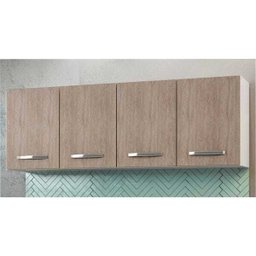 Armário Aéreo 4 Portas Panamá 160cm - Lumil Móveis - Branco/Castanho - 2