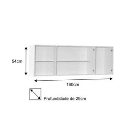 Armário Aéreo 4 Portas Panamá 160cm - Lumil Móveis - Branco/Castanho - 4