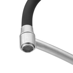 Torneira Cozinha de Parede Flexível Aço Escovado com Tubo Preto:aço Escovado - 2
