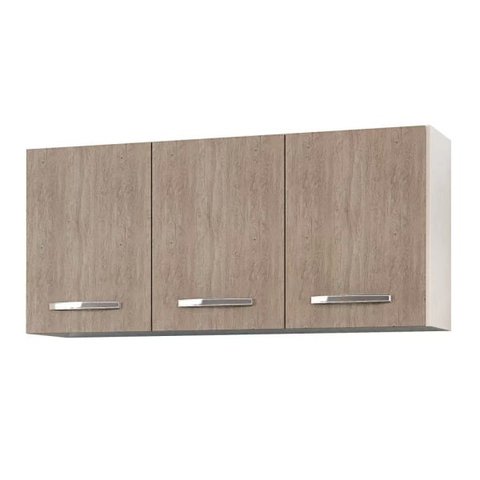 Armário Aéreo 3 Portas Honduras 120cm - Lumil Móveis - Branco/Castanho