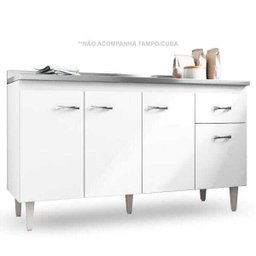 Balcão para Pia 150cm Gabriela - Ajl Móveis - Branco/Preto - 1