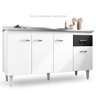 Balcão para Pia 150cm Gabriela - Ajl Móveis - Branco/preto - 6
