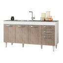 Ver imagem 1 de Balcão Gabinete Pia Inox 160cm Áustria 4 Portas - Lumil Móveis - Branco/Castanho
