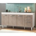 Ver imagem 2 de Balcão Gabinete Pia Inox 160cm Áustria 4 Portas - Lumil Móveis - Branco/Castanho