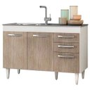 Ver imagem 1 de Balcão Gabinete Pia Inox 120cm Suécia 03 Portas - Lumil Móveis - Branco/Castanho