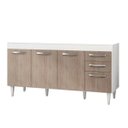 Ver imagem 1 de Balcão Gabinete de Pia 160cm 04 Portas 02 Gavetas Áustria - Lumil Móveis - Branco/castanho