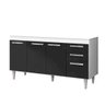 Balcão Gabinete de Pia 150cm 4 Portas 2 Gavetas Lisboa - Lumil Móveis - Branco/Preto - 2