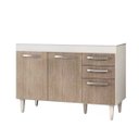 Ver imagem 1 de Balcão Gabinete de Pia 120cm Suécia 3 Portas 2 Gavetas - Lumil Móveis - Branco/Castanho