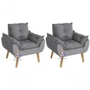 Ver imagem 1 de Kit 02 Poltrona Decorativa Opala Cinza Smf Decor