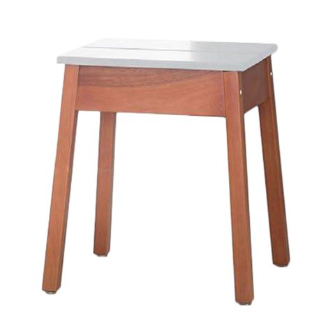 Banqueta Arari Alta Assento Laca Branca com Base Natural 44 Cm - 59390
