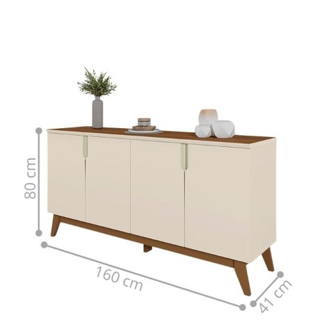 Aparador Buffet Recife Off White Amendoa Decorativo Moderno