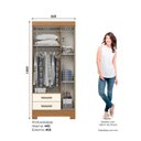 Ver imagem 3 de Guarda-Roupa Sensei 3 Portas 2 Gavetas com Espelho Off White/Cinamomo