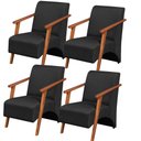 Ver imagem 1 de Kit 4 Poltronas Venus 1 Lugar Braço Madeira Maciça Tecido Suede Unidecor Preto