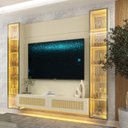 Ver imagem 7 de Estante Home para TV até 65 Polegadas com LED Vidro Reflecta e Detalhe Rattan 100% MDF 217,6CMX229,4cm Luminare Off White