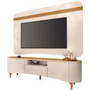 Ver imagem 1 de Rack Sala Martina com Painel TV 80 pol Orgânico Ermione B01 Off White Cinamomo - Lyam Decor