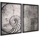 Ver imagem 1 de Kit 2 Quadros Decorativos Fibonacci Conchas Cinzas 33x24cm - com Vidro:moldura Preta