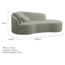 Ver imagem 5 de Divã Recamier Sofá Curvo Sala de Tv e Estar Recepção Inglaterra 180cm Lado Direito Bouclé Verde Oliv
