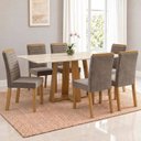 Ver imagem 1 de Conjunto Sala de Jantar Mesa Lisa 160cm Tampo MDF Canto Reto 6 Cadeiras Tainá