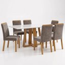 Ver imagem 2 de Conjunto Sala de Jantar Mesa Lisa 160cm Tampo MDF Canto Reto 6 Cadeiras Tainá