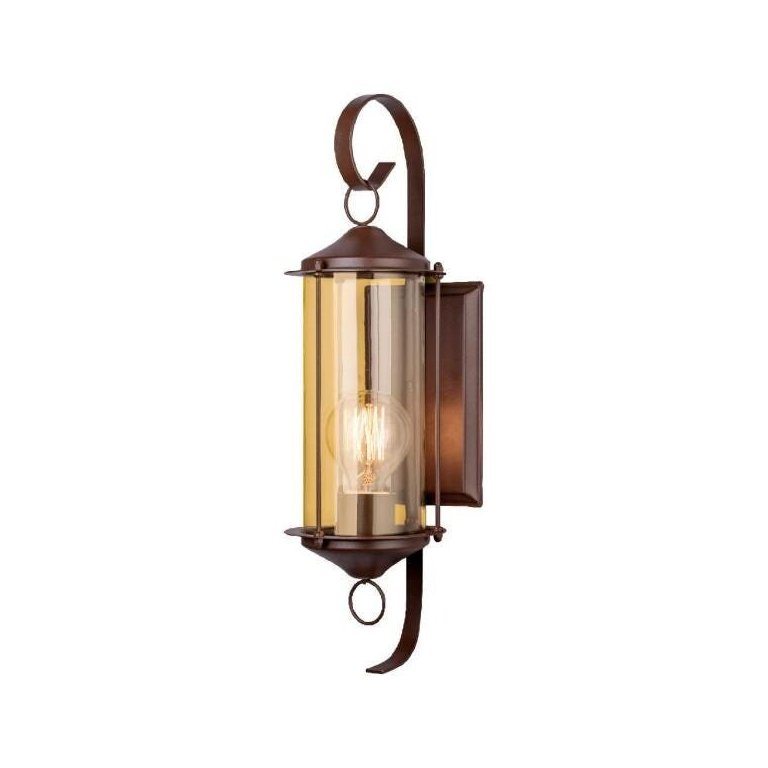 Arandela Aço Fosfotizado 1XE27 Vintage 240 Marrom Com Vidro Transparente 5344 Ideal