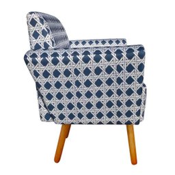 Poltrona Decorativa Dora Estampado Trama Azul D100 - D'Rossi - 3 Poltrona Decorativa Dora Estampado Trama Azul D100 - D'Rossi - 3