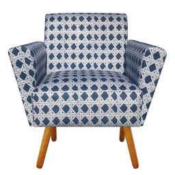 Poltrona Decorativa Dora Estampado Trama Azul D100 - D'Rossi - 2 Poltrona Decorativa Dora Estampado Trama Azul D100 - D'Rossi - 2