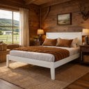 Ver imagem 2 de Cama Casal Queen Size 1,60 Madeira Maciça Natural Cabeceira:branco