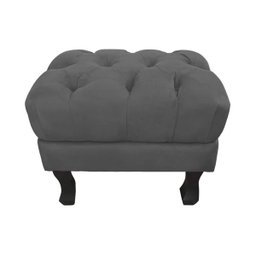 Puff Banqueta Decorativo Retrô Luis XV Suede Cinza - 1 Puff Banqueta Decorativo Retrô Luis XV Suede Cinza - 1