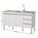 Ver imagem 2 de Balcão Cozinha Ibiza 1.4 Branco 80 X 52 X 133.5 cm