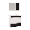 Ver imagem 1 de Armário Banheiro com Espelheira e Pia em Marmore Sintetico Branco/preto Grécia Mgm
