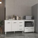 Ver imagem 5 de Balcão Armário Gabinete Bruna 118 Cm com Tampo Tampão e Balcão Amanda para Forno e Microondas