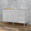 Ver imagem 2 de Balcão Gabinete para Pia de 160cm Moblis Angelis 3 portas e 3 gavetas Branco/Branco