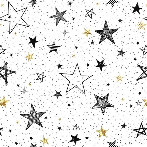 Papel de Parede Baby Estrelas com Fundo Branco - 3,00x0,50m