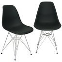 Ver imagem 1 de Kit 2 Cadeiras Charles Eames Eiffel Base Metal Cromado Preta