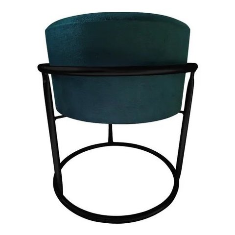Puff Argola Redondo Azul Petróleo Base Metal Preta