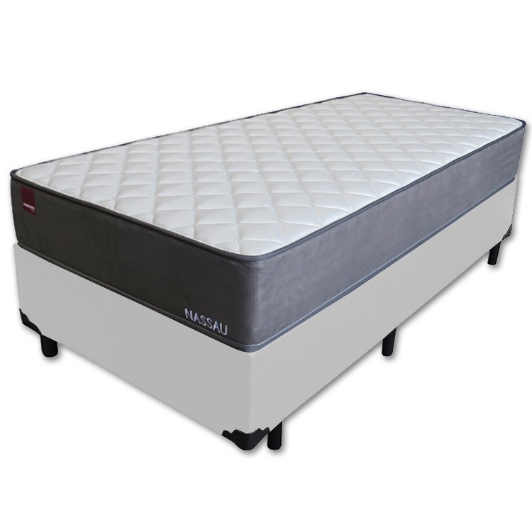 Cama Box Solteiro Colchão Nassau Mola Superlastic 88x188x65cm Branco - 1